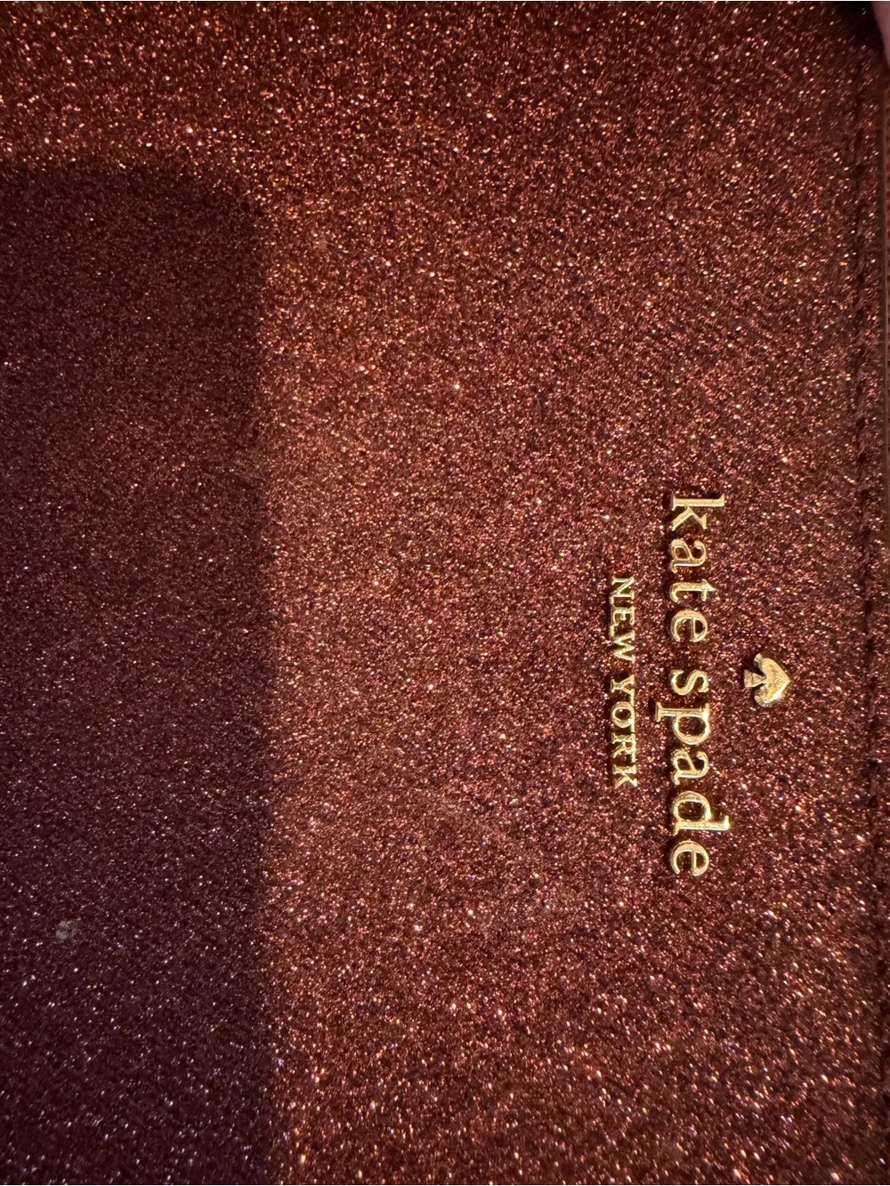 Kate Spade New York Glitter Zip Around Continental Wallet Burgundy Plum Gold